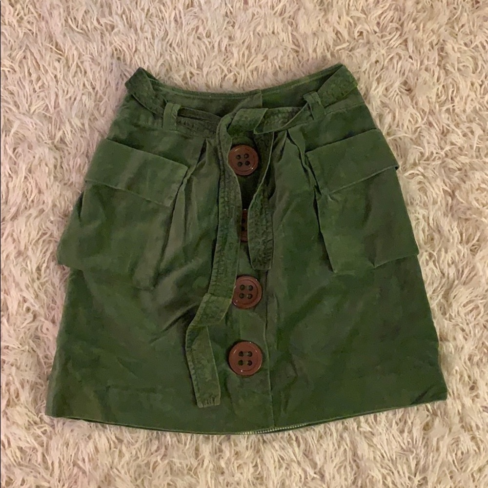 Anthropologie Elevenses green velvet skirt size 4